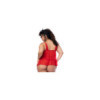 Nuisette courte grande taille rouge et string 